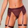 Женские трусики с поясом и гартерами S/M Plum