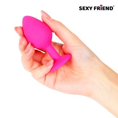 Силиконовая анальная втулка фуксия, цвет кристалла красный, силикон, L 80 мм, D 35 мм,