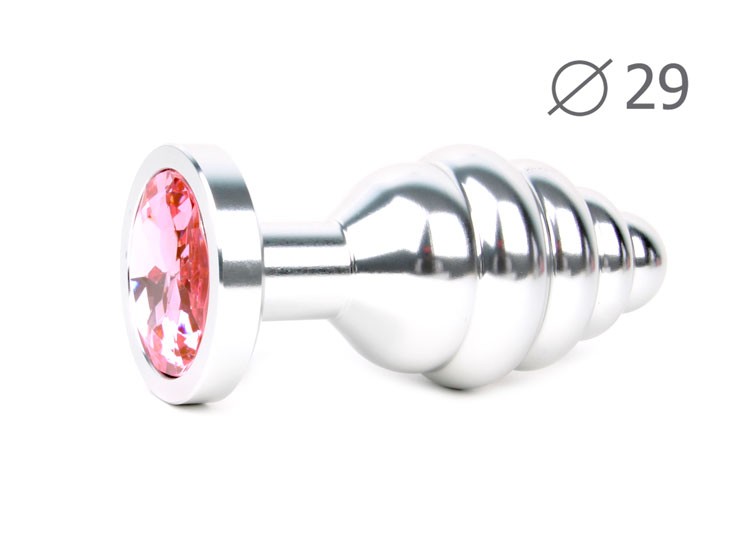 Втулка анальная Silver plug small цвет кристалла розовый