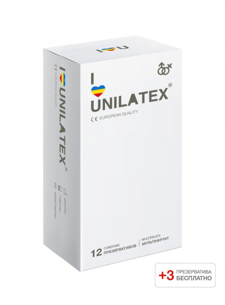 Презервативы Unilatex Multifruits 12 шт+3шт в подарок